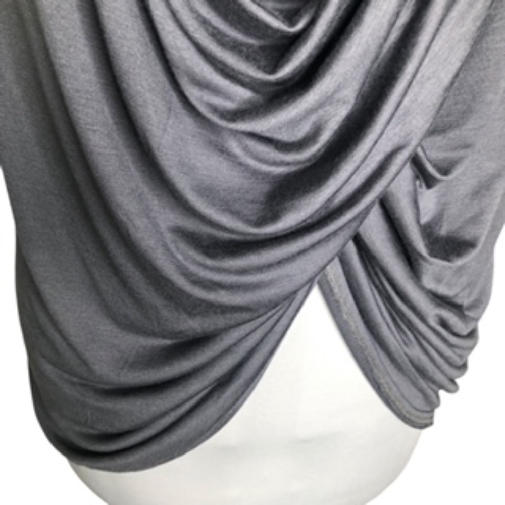 NWOT Olivia Moon Faux Cross Front Drape Style Relaxed Fit Blouse Size L - Picture 4 of 9